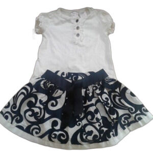 Jillian's Closet 24 Month Skirt & Shirt Outfit Ivory White Black Gold Ruffles